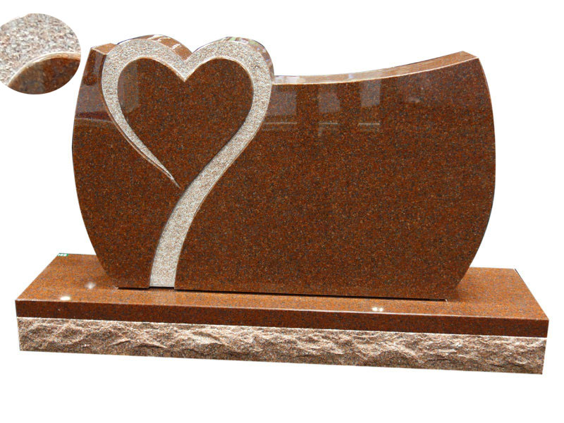 High Quality Red Granite Headstones With Hearts