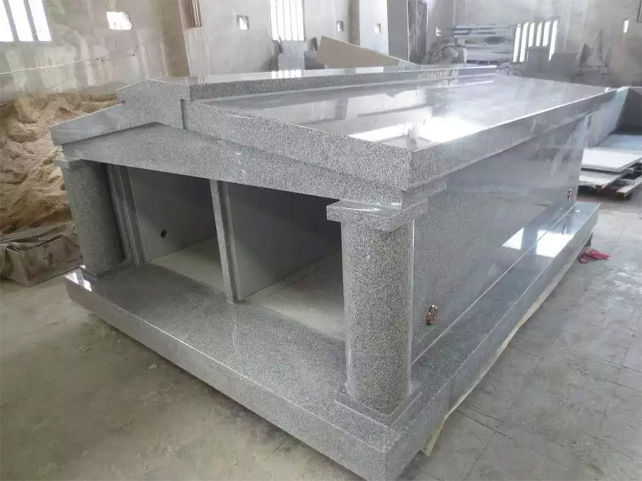 Two Crypts Individual Mausoleum With White Granite G603