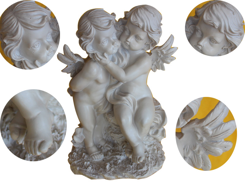 Pretty Double Marble Angel Statue For Funeral