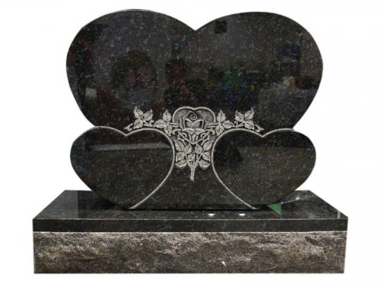 Double Heart Shaped Headstones Carved Rose
