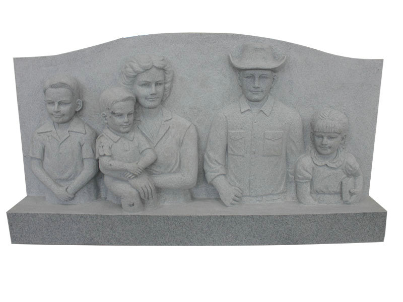 Headstones With Carved Happy Family