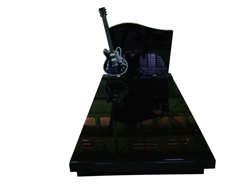 Guitar Shaped Headstones With High Quality Black Granite